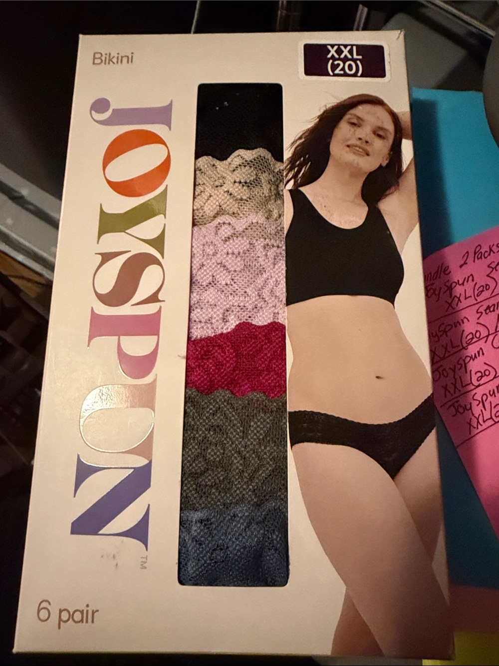 💜Joyspun Bikini Soft Stretch Lace 6 pack panties Size:XXL(20)